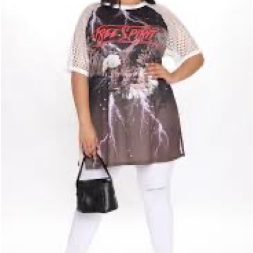 Fashion Nova Free Spirit Eagle Tee - Black and White - Picture 3 of 5